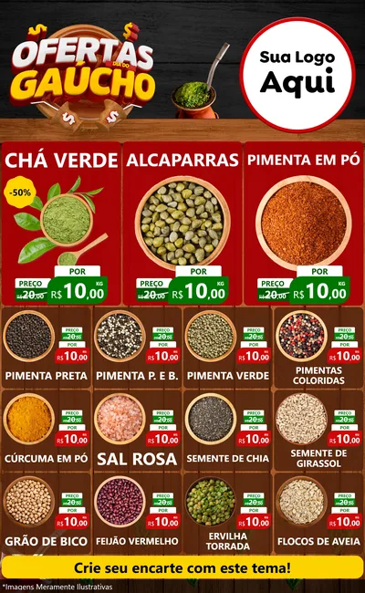 Modelo de Encarte para Encarte Grande com o tema Ofertas Dia do Gaúcho para Produtos Naturais