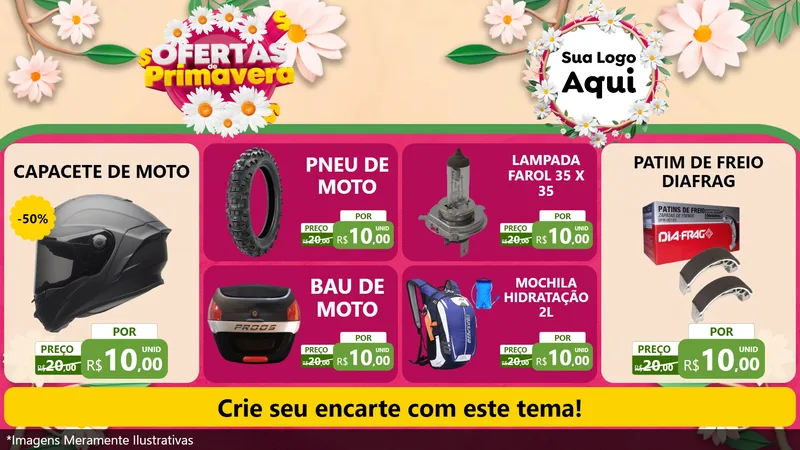 Modelo de TV para TV Horizontal com o tema Ofertas de Primavera para Moto peças