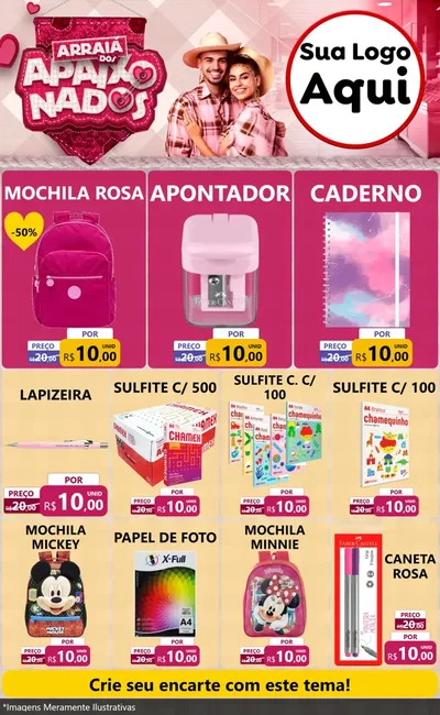 Modelo de Encarte para Encarte Grande com o tema Arraiá dos Apaixonados - Junina para Papelaria
