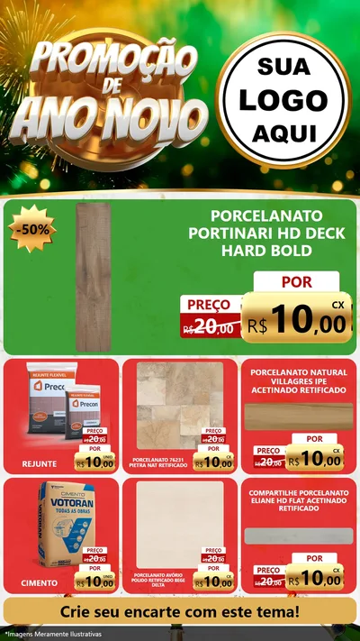 Modelo de Rede Social para Stories com o tema Promoção de Ano Novo para Pisos e revestimentos