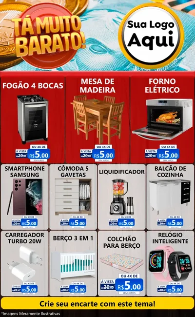Modelo de Encarte para Encarte Grande com o tema Está Muito Barato para Móveis e Eletro