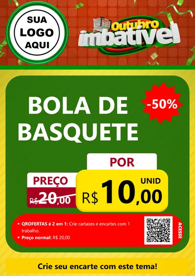 Modelo de Cartaz para Cartaz A4 Vertical com o tema Outubro Imbatível para Artigos Esportivos