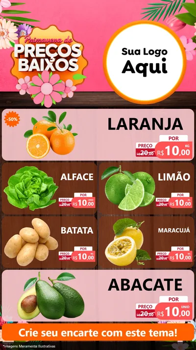 Modelo de TV para TV Vertical com o tema Primavera de Preços Baixos para Hortifrúti