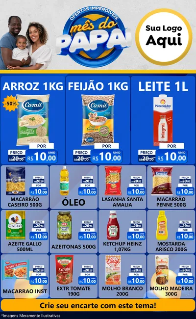 Modelo de Encarte para Encarte Grande com o tema Ofertas Imperdíveis Mês Do Papai para Supermercado