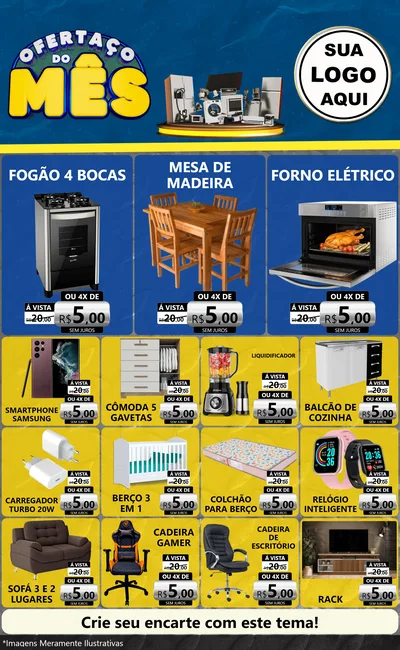 Modelo de Encarte para Encarte Grande com o tema Ofertaço do Mês - Móveis e Eletro para Móveis e Eletro
