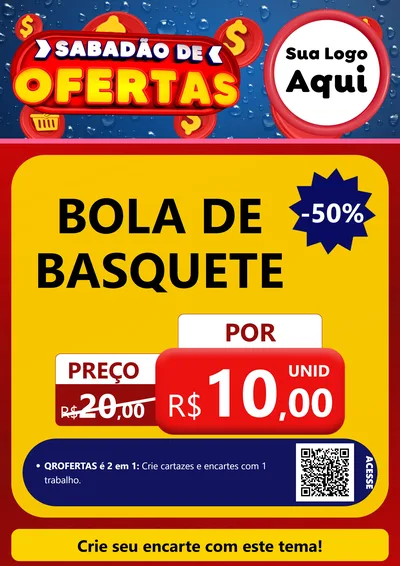Modelo de Cartaz para Cartaz A4 Vertical com o tema Sabadão de Ofertas para Artigos Esportivos