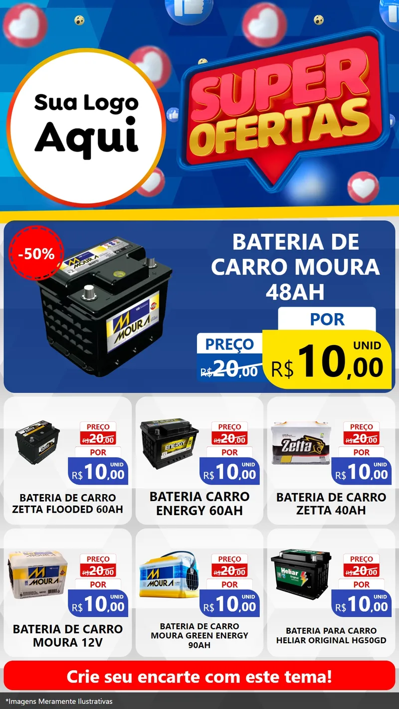 Modelo de Rede Social para Stories com o tema Super Ofertas para Baterias Elétricas