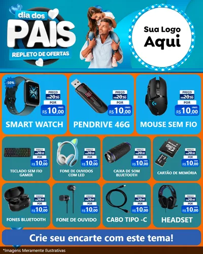 Modelo de Rede Social para Feed Instagram com o tema Dia Dos Pais Repleto de Ofertas para Informática