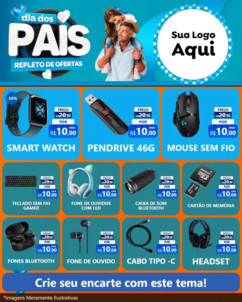 Modelo de Rede Social para Feed Instagram com o tema Dia Dos Pais Repleto de Ofertas para Informática