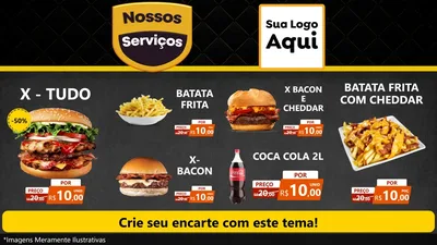 Modelo de TV para TV Horizontal com o tema Nossos Serviços para Hamburgueria