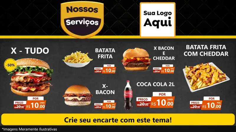Modelo de TV para TV Horizontal com o tema Nossos Serviços para Hamburgueria