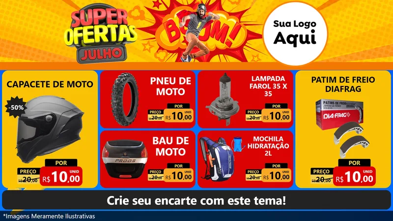 Modelo de TV para TV Horizontal com o tema Super Ofertas Julho para Moto peças