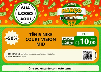 Modelo de Cartaz para Cartaz A4 Horizontal com o tema Comece Março Economizando para Calçados