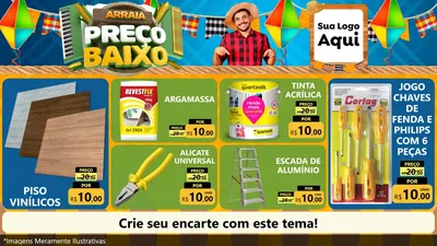 Modelo de TV para TV Horizontal com o tema Arraiá de Preço Baixo - Junina para Material para Construção