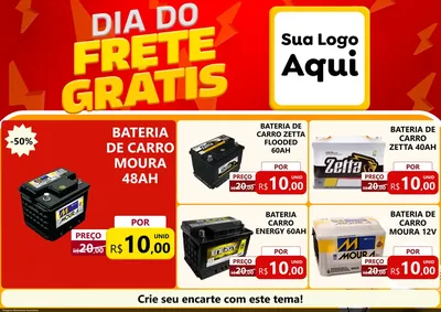 Modelo de Encarte para Encarte A4 Horizontal com o tema Dia do Frete Grátis para Baterias Elétricas