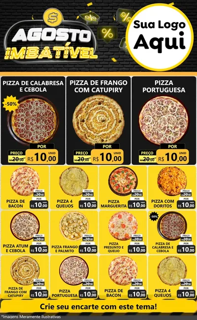 Modelo de Encarte para Encarte Grande com o tema Agosto Imbatível para Pizzaria
