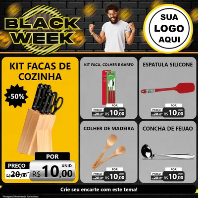 Modelo de Rede Social para Feed Facebook com o tema Black Week para Utilidades Domésticas