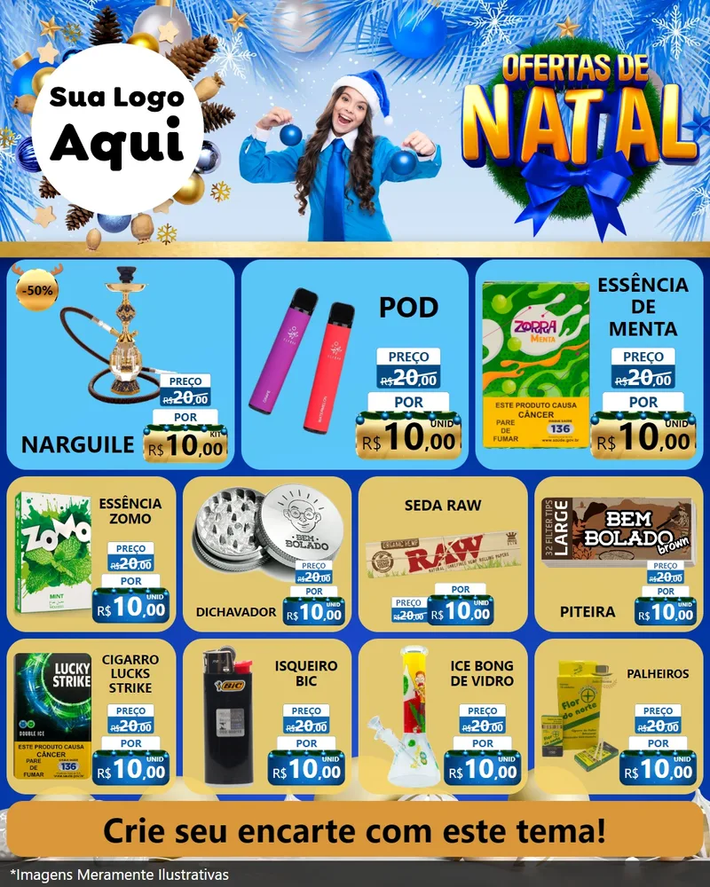 Modelo de Rede Social para Feed Instagram com o tema Ofertas de Natal para Tabacaria