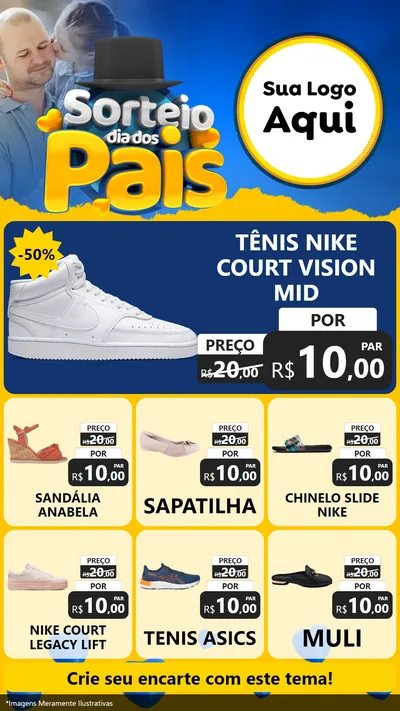 Modelo de Rede Social para Stories com o tema Sorteio Dia Dos Pais para Calçados
