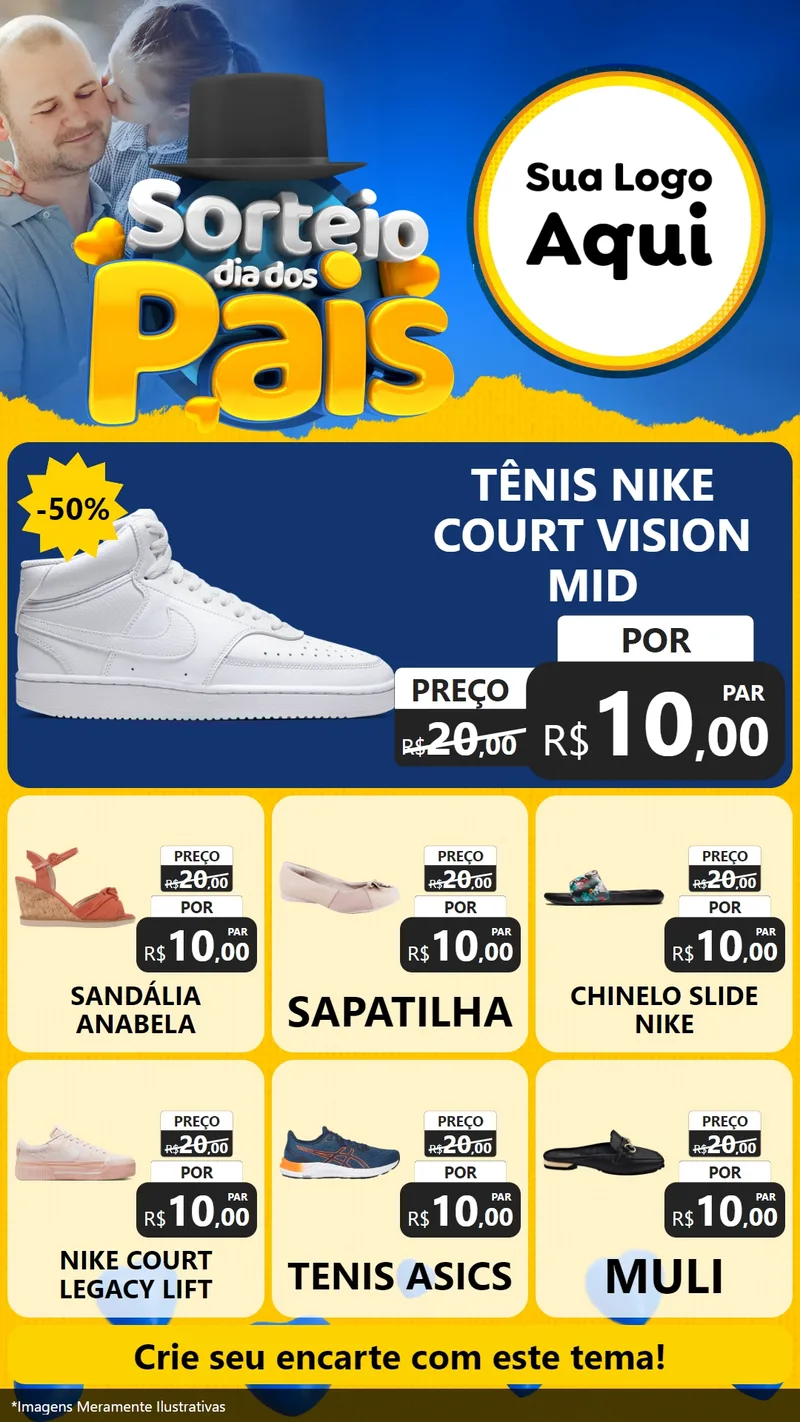 Modelo de Rede Social para Stories com o tema Sorteio Dia Dos Pais para Calçados