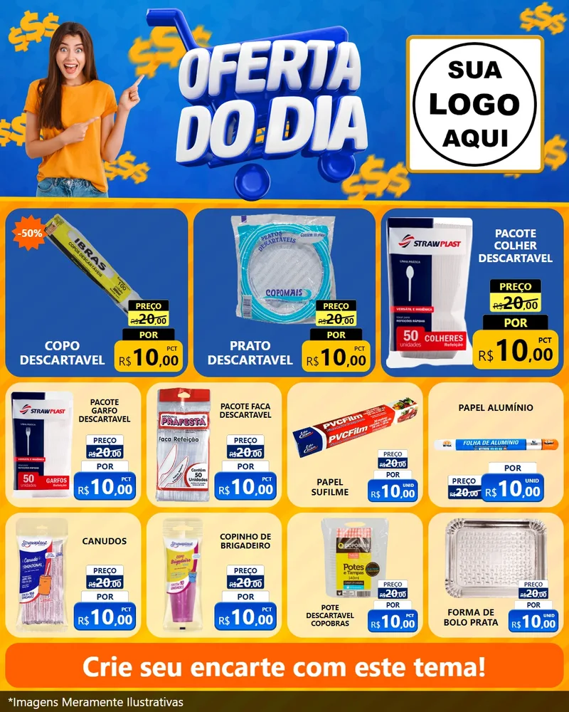 Modelo de Rede Social para Feed Instagram com o tema Oferta do Dia para Embalagens