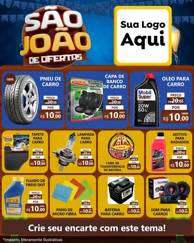 Modelo de Rede Social para Feed Instagram com o tema São João Ofertas Imbatíveis! - Junina para Auto peças