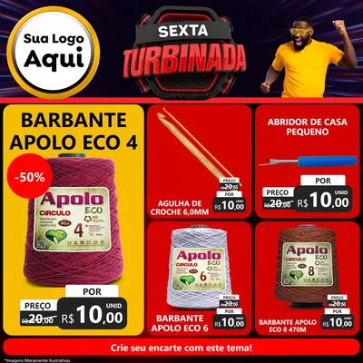 Modelo de Rede Social para Feed Facebook com o tema Sexta Turbinada para Armarinho e Aviamentos