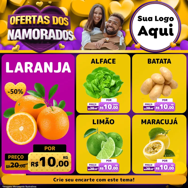 Modelo de Rede Social para Feed Facebook com o tema Oferta Dos Namorados para Hortifrúti