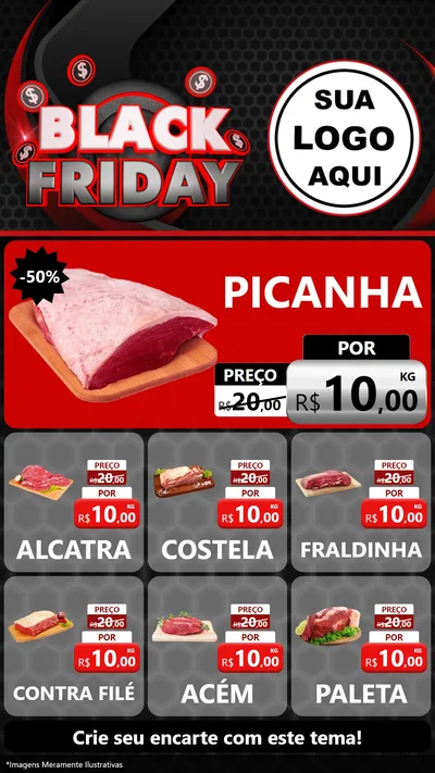 Modelo de Rede Social para Stories com o tema Black Friday para Açougue