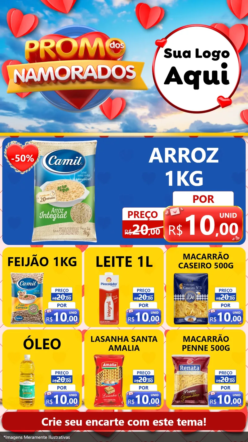 Modelo de Rede Social para Stories com o tema Promo dos Namorados para Supermercado