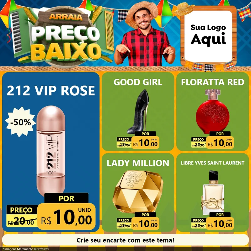 Modelo de Rede Social para Feed Facebook com o tema Arraiá de Preço Baixo - Junina para Perfumes