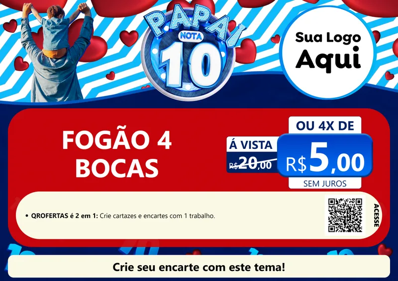 Modelo de Cartaz para Cartaz A4 Horizontal com o tema Papai Nota 10 para Móveis e Eletro