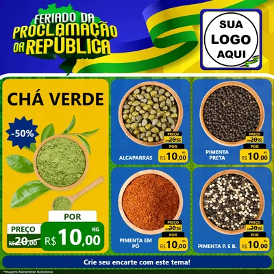 Modelo de Rede Social para Feed Facebook com o tema Feriado da Proclamação da República para Produtos Naturais
