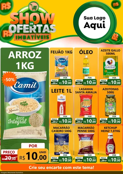 Modelo de Encarte para Encarte A4 Vertical com o tema Show de Ofertas Imbatíveis para Supermercado