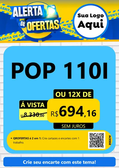 Modelo de Cartaz para Cartaz A4 Vertical com o tema Alerta de Ofertas para Concessionaria de Motos