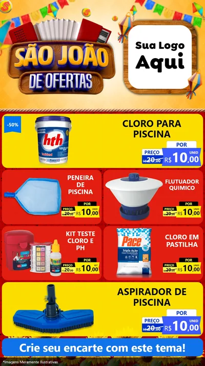 Modelo de TV para TV Vertical com o tema São João de Ofertas para Produtos para Piscina