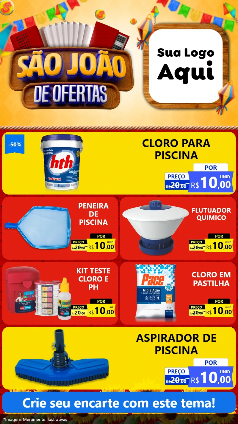 Modelo de TV para TV Vertical com o tema São João de Ofertas para Produtos para Piscina