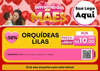 Modelo de Cartaz para Cartaz A4 Horizontal com o tema Semana Das Mães para Floricultura e jardim