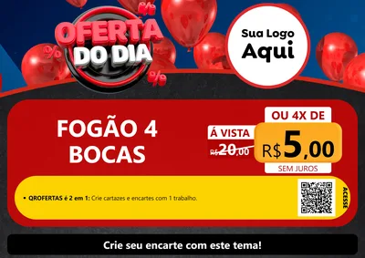 Modelo de Cartaz para Cartaz A4 Horizontal com o tema Oferta do Dia para Móveis e Eletro