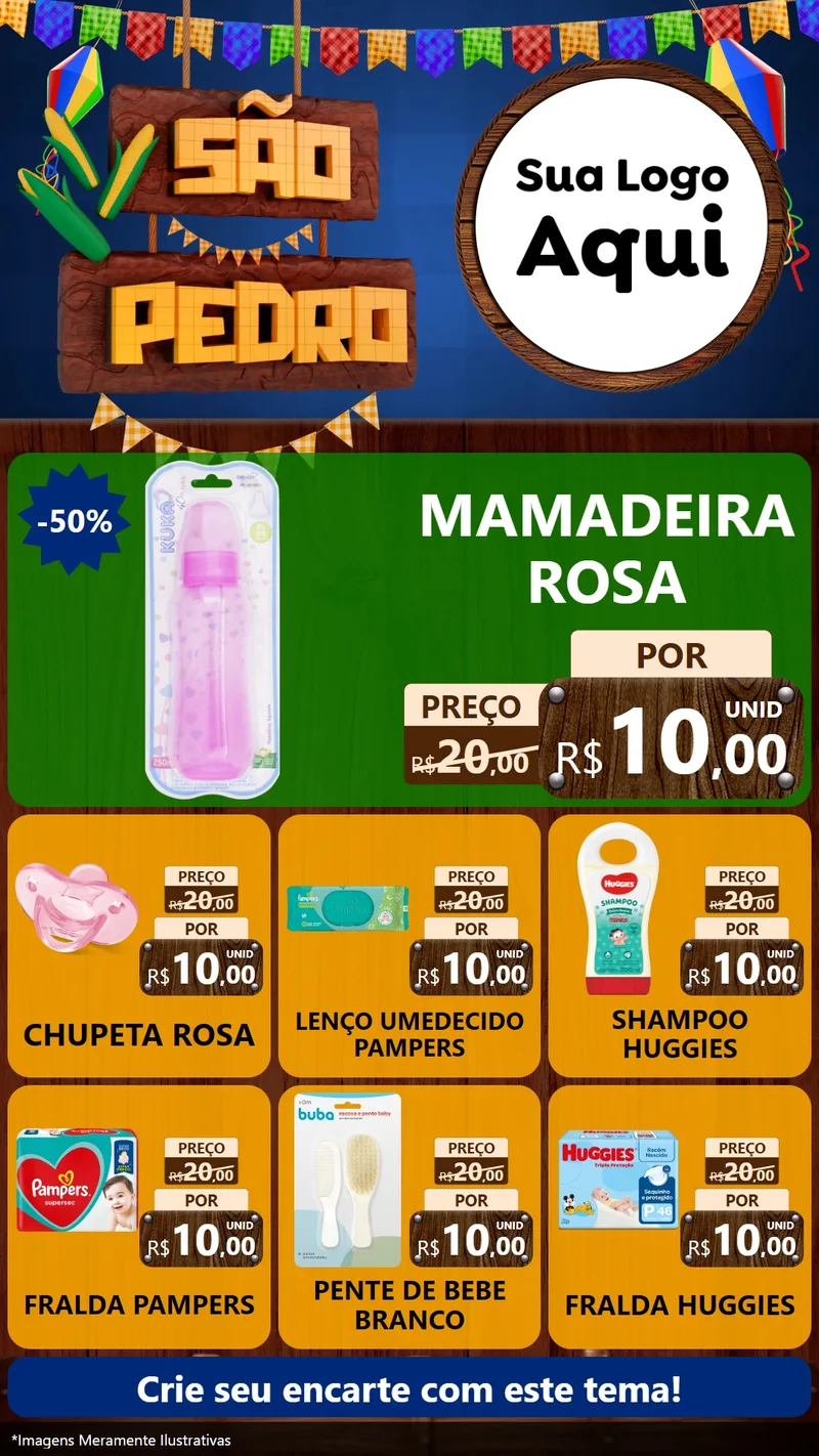 Modelo de Rede Social para Stories com o tema São Pedro para Bebês