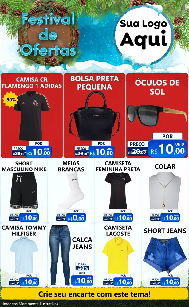 Modelo de Encarte para Encarte Grande com o tema Festival de Ofertas - Inverno para Roupas e acessórios