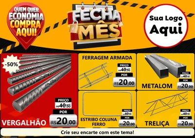 Modelo de Encarte para Encarte A4 Horizontal com o tema Fecha Mês para Ferragens