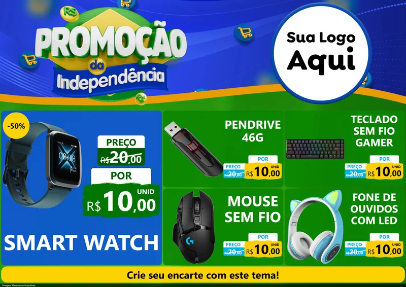 Modelo de Encarte para Encarte A4 Horizontal com o tema Promoção da Independência para Informática