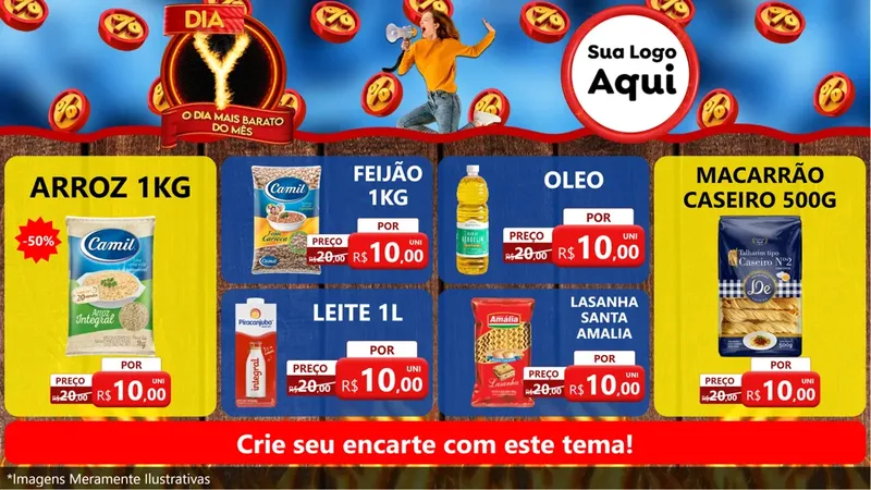 Modelo de TV para TV Horizontal com o tema Dia Y - O Dia Mais Barato Do Mês para Supermercado