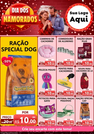 Modelo de Encarte para Encarte A4 Vertical com o tema Dia Dos Namorados para Pet Shop