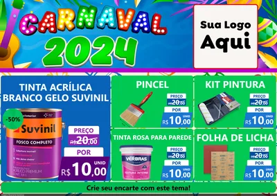 Modelo de Encarte para Encarte A4 Horizontal com o tema Carnaval 2027 para Tintas e Ferramentas