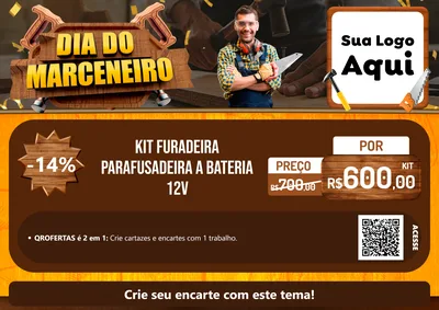 Modelo de Cartaz para Cartaz A4 Horizontal com o tema Dia do Marceneiro para Maquinas e Ferramentas