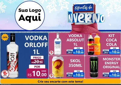 Modelo de Encarte para Encarte A4 Horizontal com o tema Ofertas de Inverno para Distribuidora de bebidas