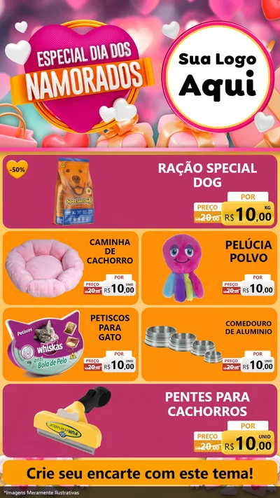 Modelo de TV para TV Vertical com o tema Especial Dia dos Namorados para Pet Shop