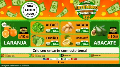 Modelo de TV para TV Horizontal com o tema Comece Setembro Economizando para Hortifrúti